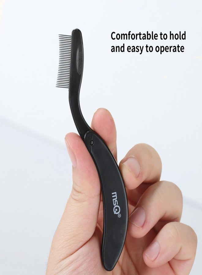 MSQ Eyelash Comb MSQ Eyelash Separator Tool Eyelash Comb Separator Folding Eyelash Brush Separator Lash Comb for Eyelash Makeup Brush (Black) - Image 5